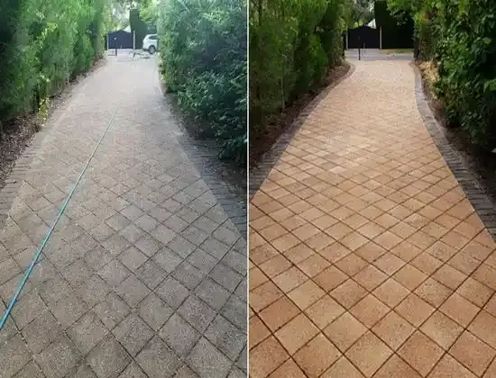 Térkő tisztítás előtte utána