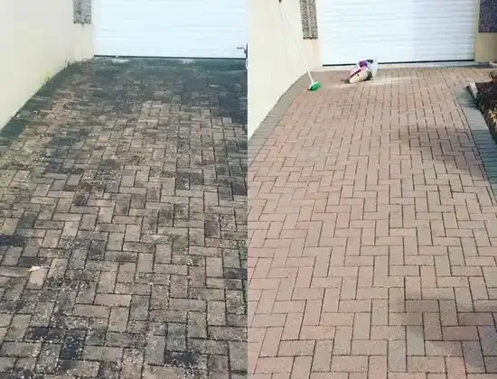 Térkő tisztítás előtte utána